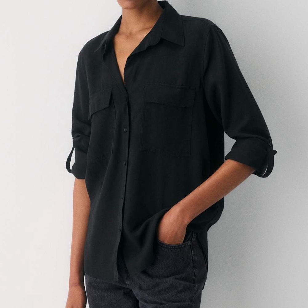 Aritzia Babaton Women’s Ultility Shirt | Size Small | Soft Black | Relaxed Fit